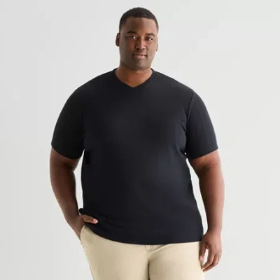 Shaquille O'neal Xlg Ribbed Dropneedle Mens V Neck Short Sleeve T-shirt In Black