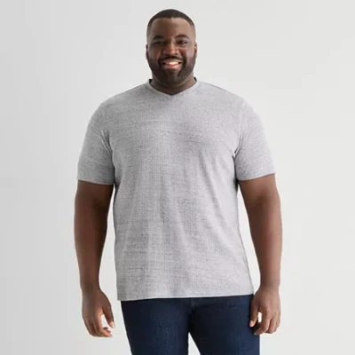 Shaquille O'neal Xlg Ribbed Dropneedle Mens V Neck Short Sleeve T-shirt In Gray