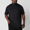 Shaquille O'neal Xlg Ribbed Mens Mock Neck Short Sleeve Big And Tall T-shirt In Black