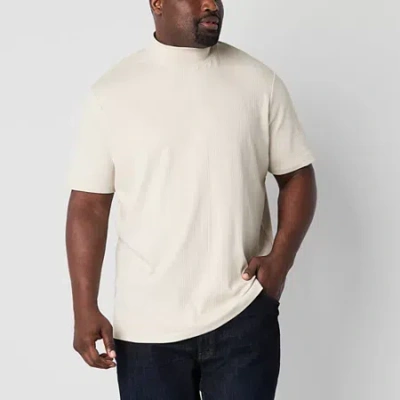 Shaquille O'neal Xlg Ribbed Mens Mock Neck Short Sleeve Big And Tall T-shirt In Nude