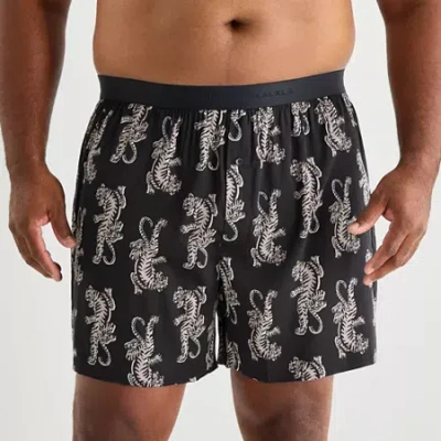 Shaquille O'neal Xlg Sateen Mens Big And Tall Boxers 362522 In Black