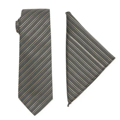Shaquille O'neal Xlg Striped Tie Set In Brown