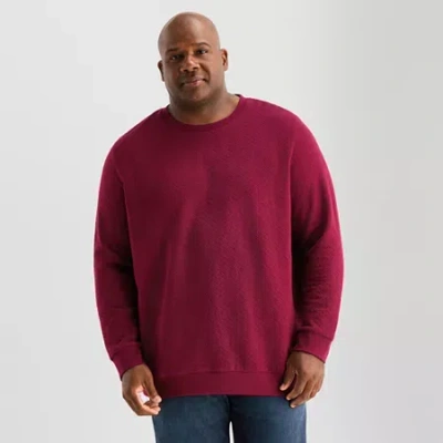Shaquille O'neal Xlg Textured Fleece Mens Crew Neck Long Sleeve Big And Tall Sweatshirt In Red
