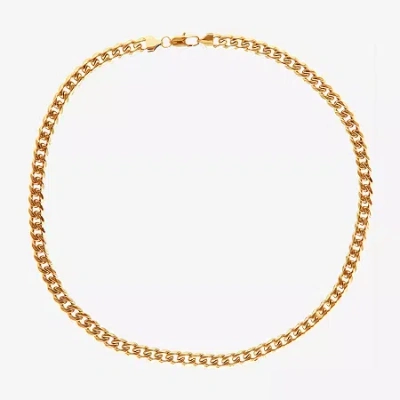 Shaquille O'neal Xlg Yellow Stainless Steel Solid Curb Chain Necklace In Gold