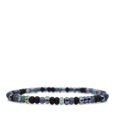 Shar Oke Men's Black / Blue / Grey Black, Grey & Metallic Czech Picasso Bracelet In Black/blue/grey