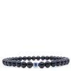 Shar Oke Men's Black / Blue / Silver Evil Eye Stainless Steel & Black Tourmaline Beaded Bracelet In Multi