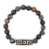 Shar Oke Men's Black / Brown / Neutrals Black Fossil Coral & Tibetan Agate Beaded Bracelet In Multi