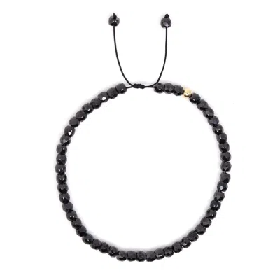 Shar Oke Men's Black / Gold Black Cubic Zirconia & 14k Solid Gold Bracelet In Multi