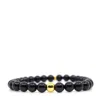 Shar Oke Men's Black / Gold Black Spinel & 24k Pure Gold Ball Bracelet In Black