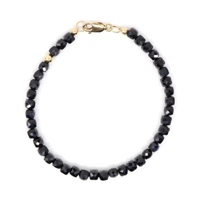 Shar Oke Men's Black / Gold Black Spinel Bracelet