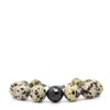 Shar Oke Men's Black / Neutrals Dalmatian Jasper & Black Cubic Zirconia Bracelet