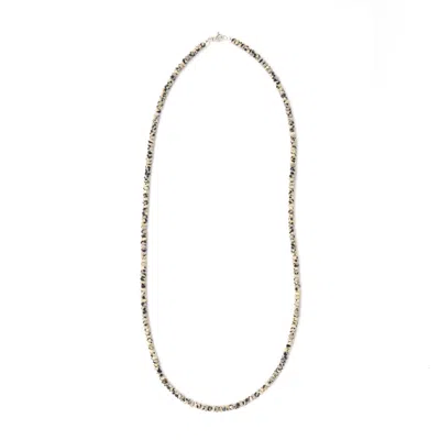 Shar Oke Men's Black / Neutrals / Silver Dainty Dalmatian Jasper Necklace In Black/silver