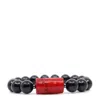 Shar Oke Men's Black / Red Black Tourmaline & Red Coral Beaded Bracelet