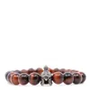 Shar Oke Men's Black / Red / Silver Stainless Steel Spartan Helmet & Red Tiger's Eye Beaded Bracelet In Multi
