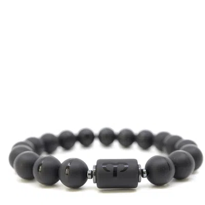 Shar Oke Men's Black / Silver Aries Zodiac Beaded Bracelet In Multi