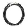Shar Oke Men's Black / Silver Black Cubic Zirconia & Sterling Silver Bracelet