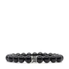 Shar Oke Men's Black / Silver Black Spinel & Sterling Silver Leaf Bracelet In Black
