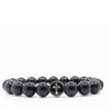 Shar Oke Men's Black / Silver Black Tourmaline & Silver Stainless Steel Cross Beaded Bracelet In Multi