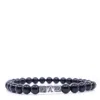Shar Oke Men's Black / Silver Black Tourmaline & Sterling Silver Dad Letters Beaded Bracelet In Multi