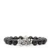 Shar Oke Men's Black / Silver Sterling Silver Pixiu & Black Spinel Bracelet