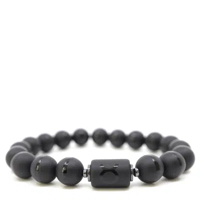 Shar Oke Men's Black / Silver Taurus Zodiac Beaded Bracelet In Multi