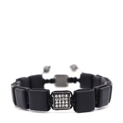 Shar Oke Men's Black / White Black Onyx Square Bracelet In Black/white