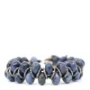 Shar Oke Men's Blue / Black Sodalite & Blue Leather Beaded Bracelet In Multi