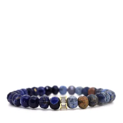 Shar Oke Men's Blue / Brown / Gold Sodalite & Lapis Lazuli Bracelet