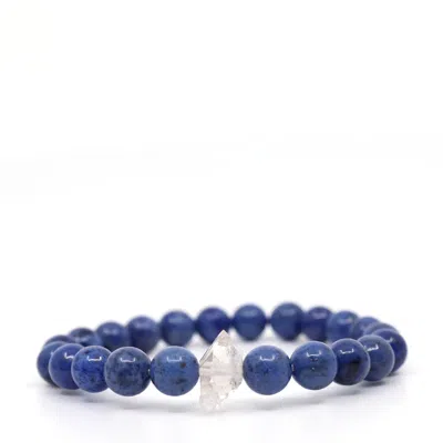 Shar Oke Men's Blue Dumortierite & Herkimer Diamond Bracelet