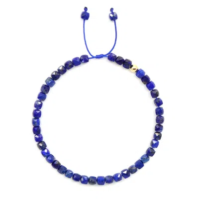 Shar Oke Men's Blue / Gold 14k Solid Gold & Lapis Lazuli Bracelet