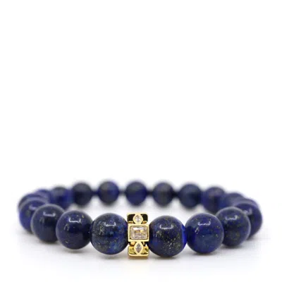 Shar Oke Men's Blue / Gold Lapis Lazuli Geometric Bracelet