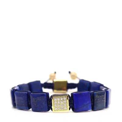 Shar Oke Men's Blue / Gold Lapis Lazuli Square Bracelet In Blue/gold