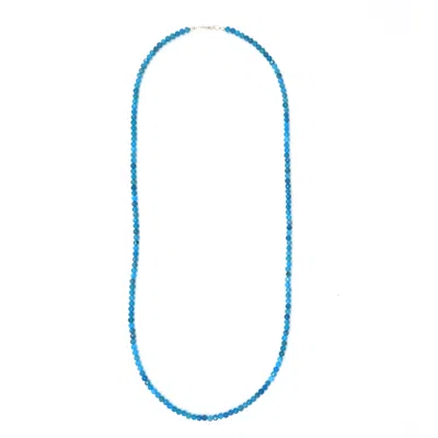 Shar Oke Men's Blue / Green Apatite Beaded Dainty Necklace