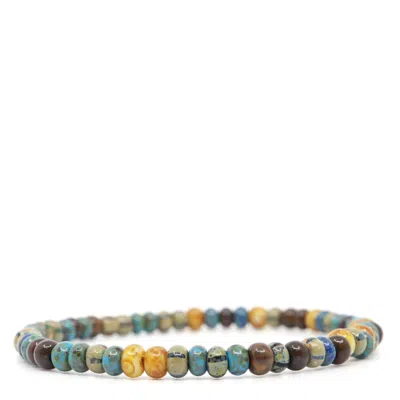 Shar Oke Men's Blue / Green / Brown Yellow, Turquoise, Blue & Green Czech Picasso Beaded Bracelet In Multi