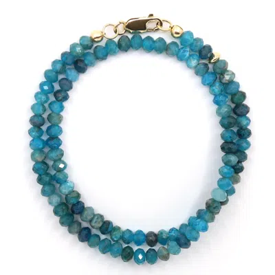 Shar Oke Men's Blue / Green / Gold Apatite Bracelet