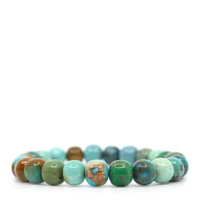 Shar Oke Men's Blue / Green / Neutrals Hubei Turquoise Bracelet In Brown