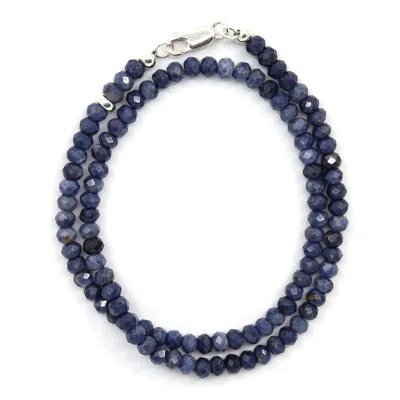 Shar Oke Men's Blue Natural Faceted Sapphire Bracelet