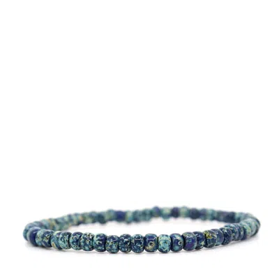 Shar Oke Men's Blue / Neutrals Blue & Green Czech Picasso Bracelet