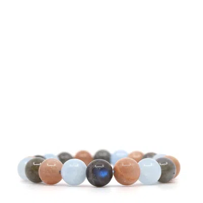 Shar Oke Men's Blue / Neutrals / Grey Aquamarine, Labradorite & Sunstone Bracelet In Multi