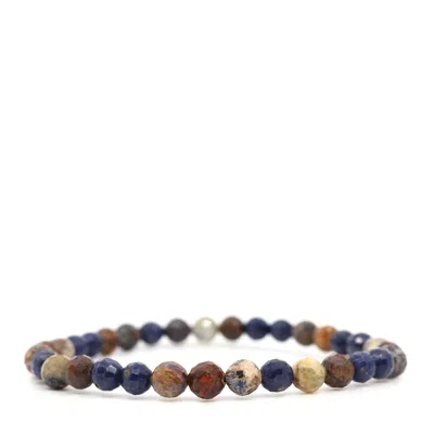 Shar Oke Men's Blue / Neutrals Pietersite & Natural Blue Sapphire Bracelet