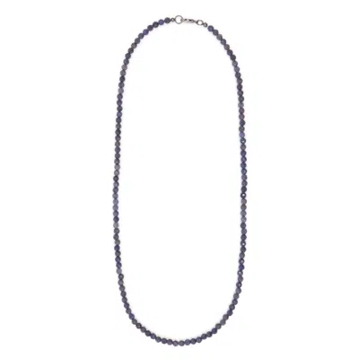 Shar Oke Men's Blue Sapphire Beaded Necklace