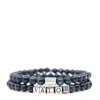 Shar Oke Men's Blue / Silver Blue Kyanite & Valor Word Beaded Bracelet Set In Multi