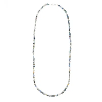 Shar Oke Men's Blue / Silver Blue Kyanite Beaded Necklace In Multi