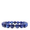 Shar Oke Men's Blue / Silver Kyanite & Diamonds Beaded Bracelet