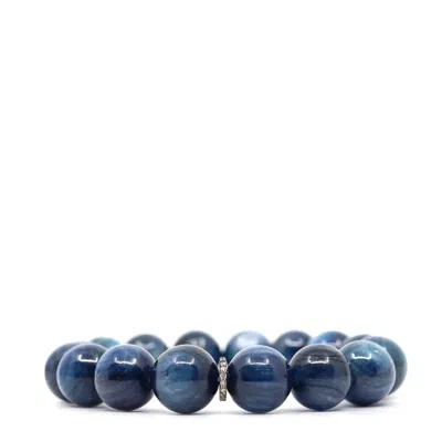 Shar Oke Men's Blue / Silver Kyanite & Diamonds Bracelet
