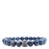 Shar Oke Men's Blue / Silver Kyanite & Sapphire Baguette Beaded Bracelet In Blue