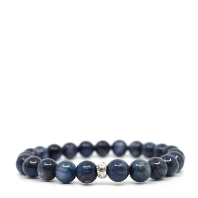 Shar Oke Men's Blue / Silver Kyanite & Sterling Silver Bracelet In Blue/silver