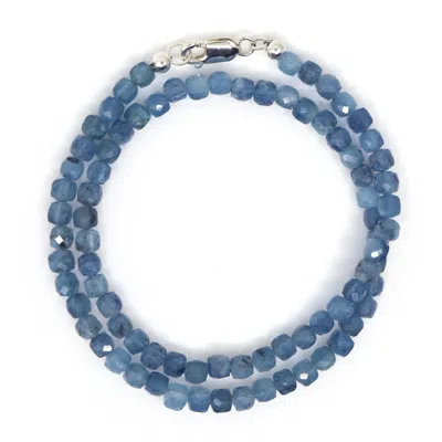 Shar Oke Men's Blue / Silver Santa Maria Aquamarine Wrap Bracelet In Blue/silver