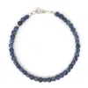 Shar Oke Men's Blue / Silver Sterling Silver & Blue Sponge Coral Beaded Bracelet