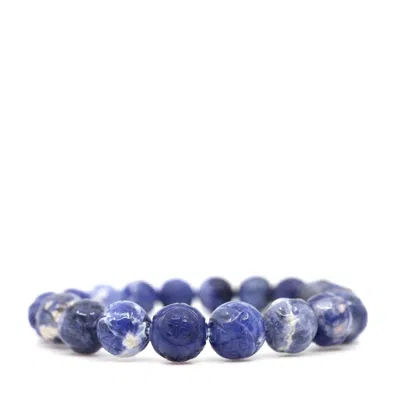 Shar Oke Men's Blue / White Sodalite Shou Symbol Bracelet